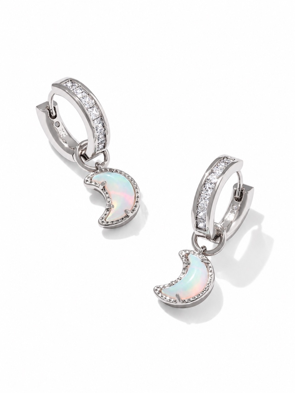 Kendra Scott Moon Huggie Earrings in silver